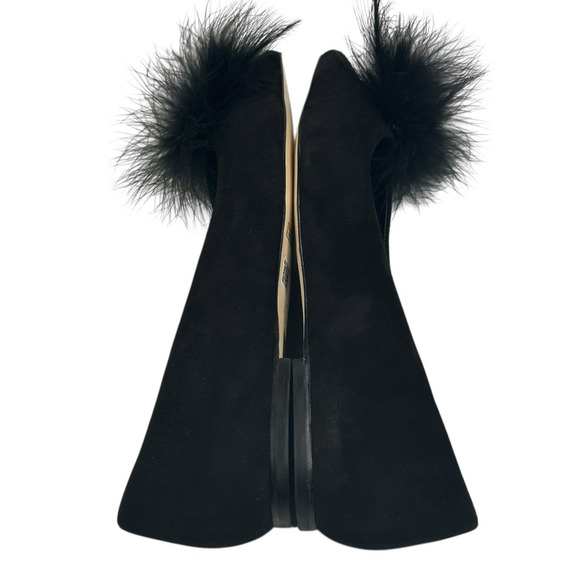 Larroude Lee Pom-Pom Black Suede Flats Womens Size 7.5 Pointed Toe New $295 - Picture 4 of 9